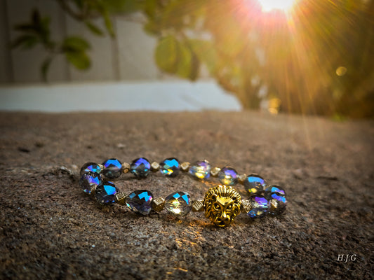 Beaded Bracelet Lion Charm