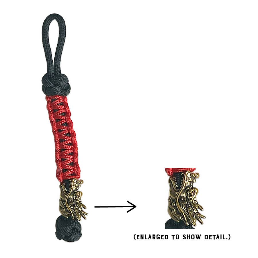 Lanyard - DRAGON - Red paracord w/ Brass Bead