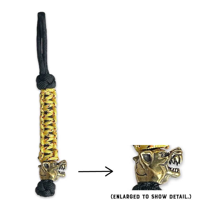 Lanyard - WOLF - Yellow-gold paracord w/ brass bead