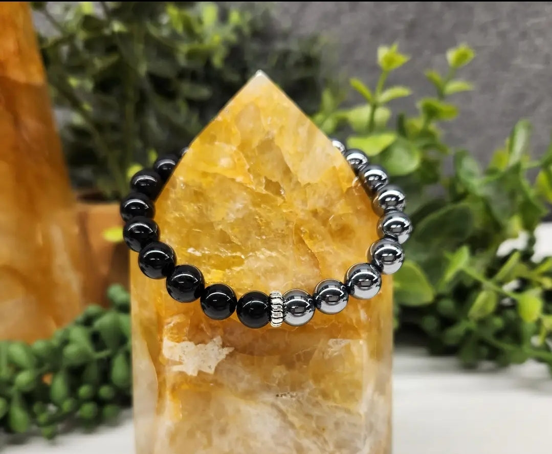 Pain Relief- Terahertz and Black Tourmaline Bracelet 8mm