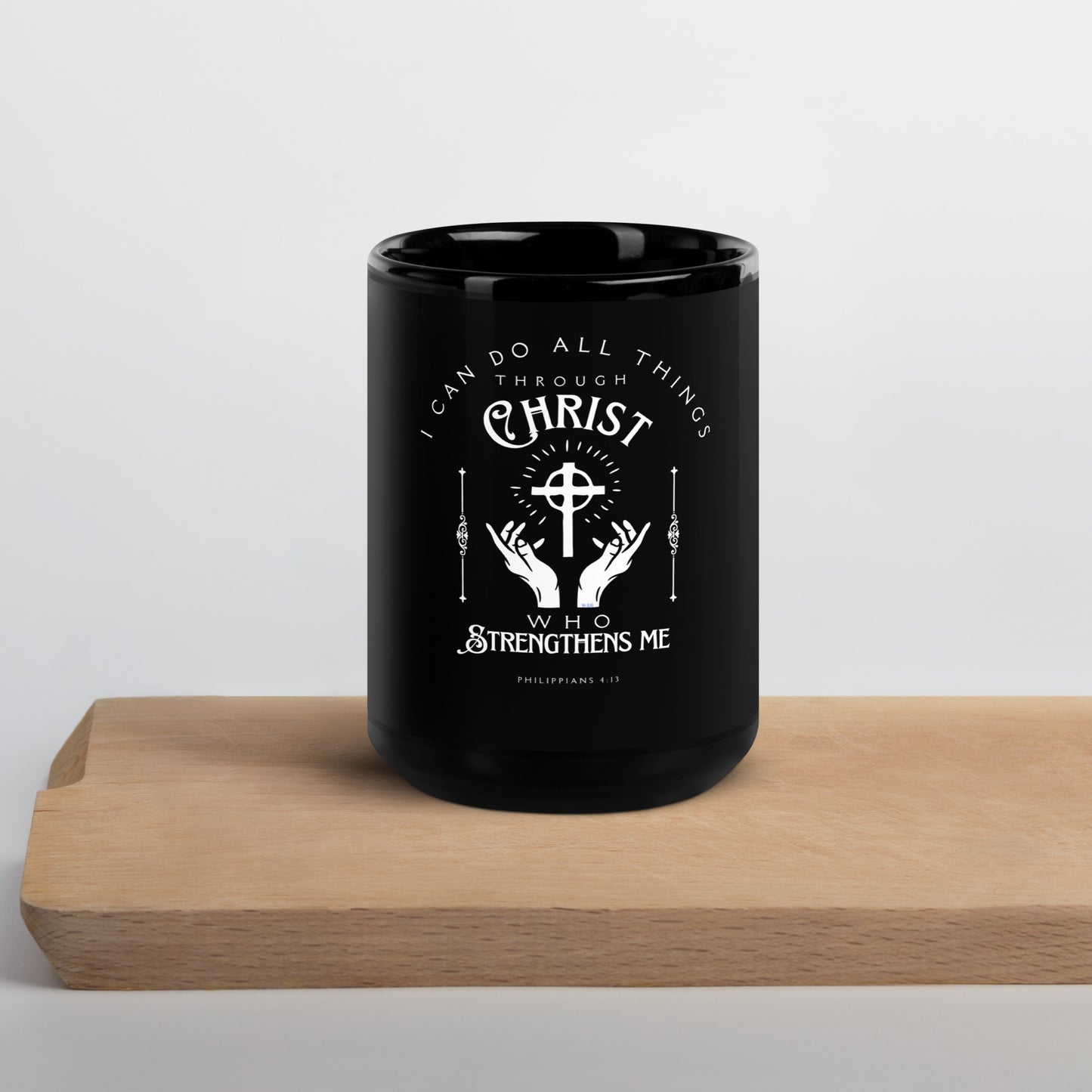 Black Glossy Mug Philippians 4:13