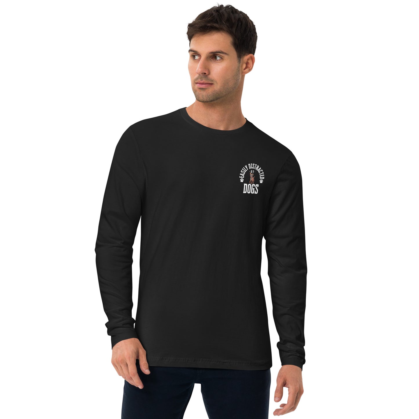 Long Sleeve Fitted Crew distracted by dogs