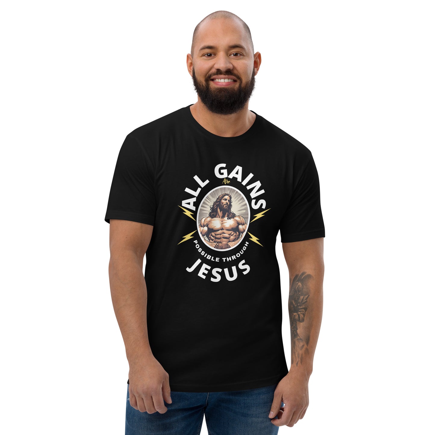 All Gains Are Possible Through Jesus Short Sleeve T-shirt