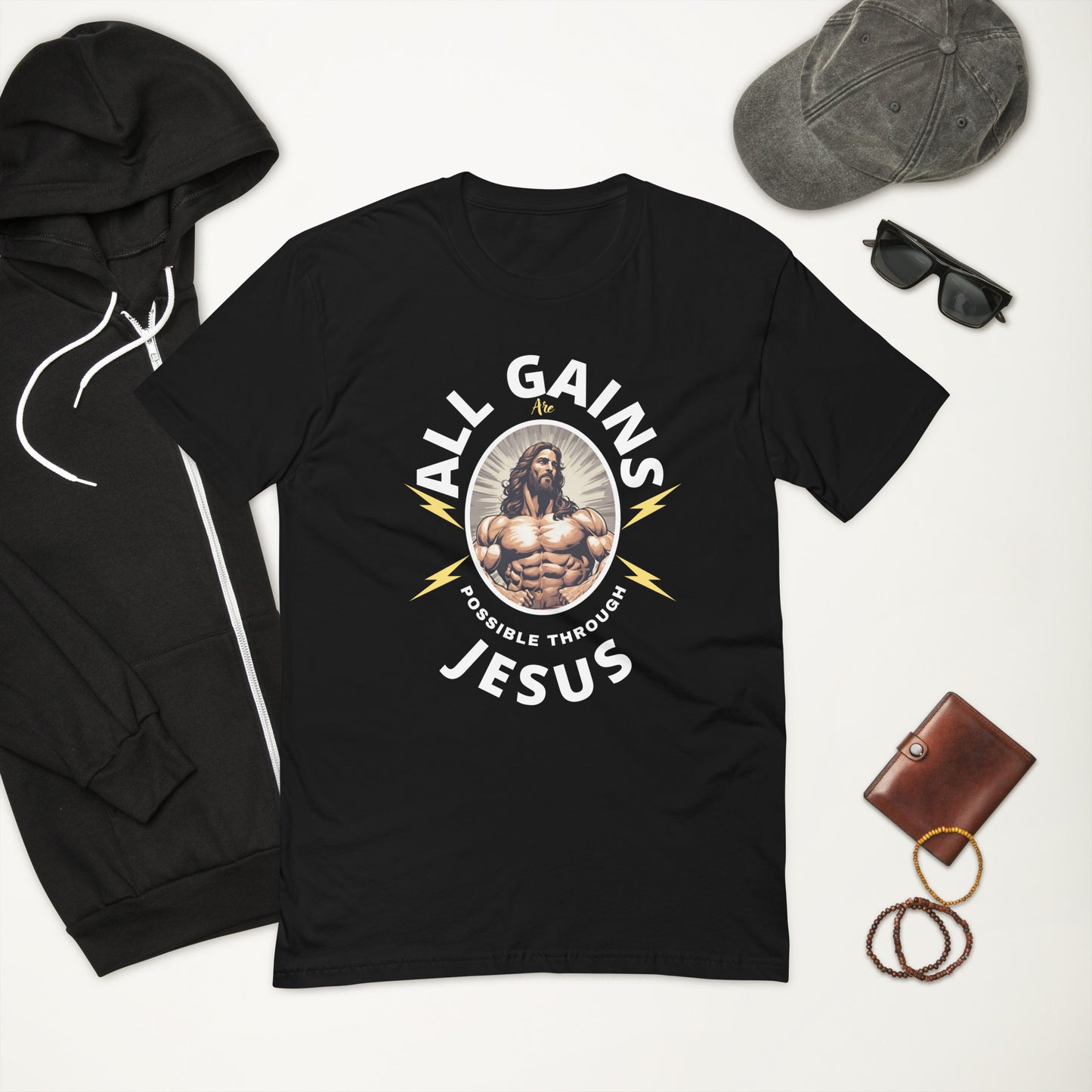 All Gains Are Possible Through Jesus Short Sleeve T-shirt