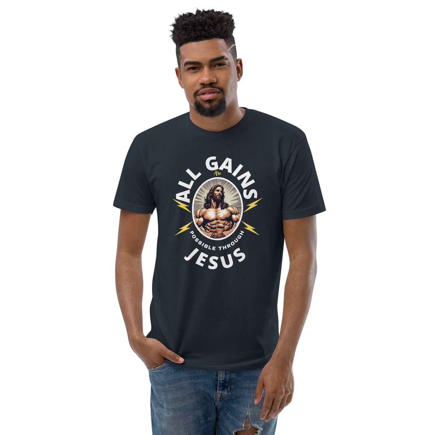 All Gains Are Possible Through Jesus Short Sleeve T-shirt