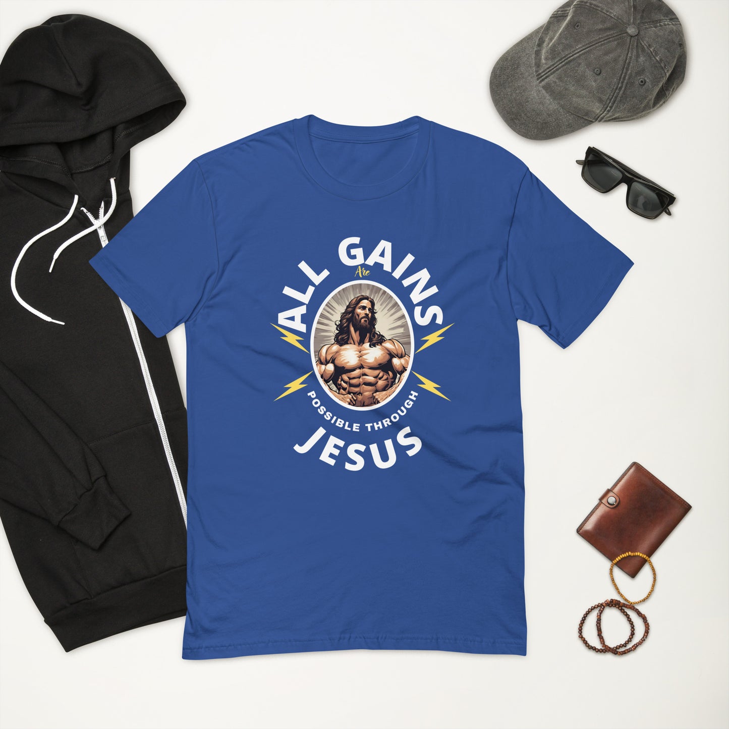 All Gains Are Possible Through Jesus Short Sleeve T-shirt