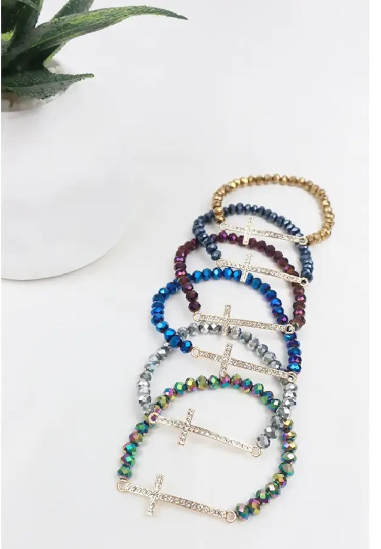 Rhinestone Cross Stretchable Bracelet