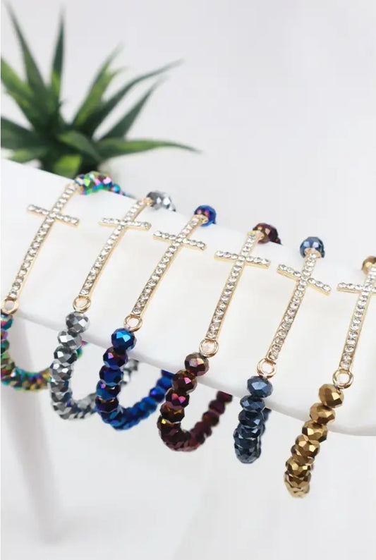 Rhinestone Cross Stretchable Bracelet