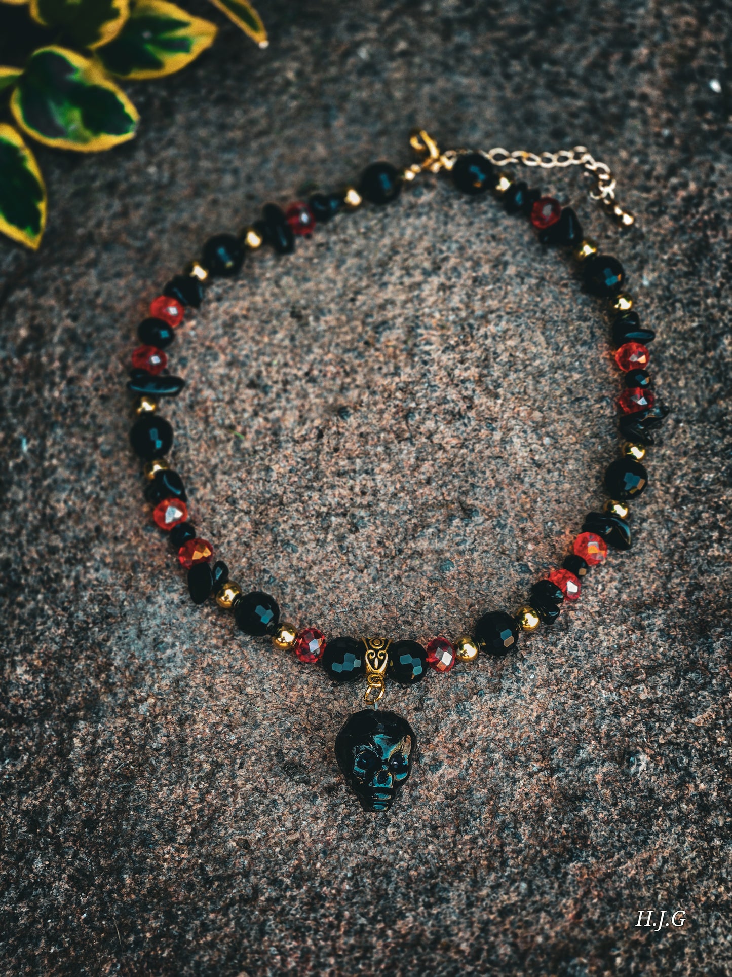 Black and Red Skull Necklace