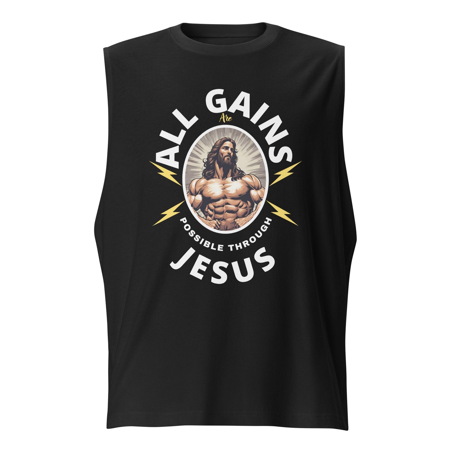 Muscle Shirt All Gains Are Possible Through Jesus