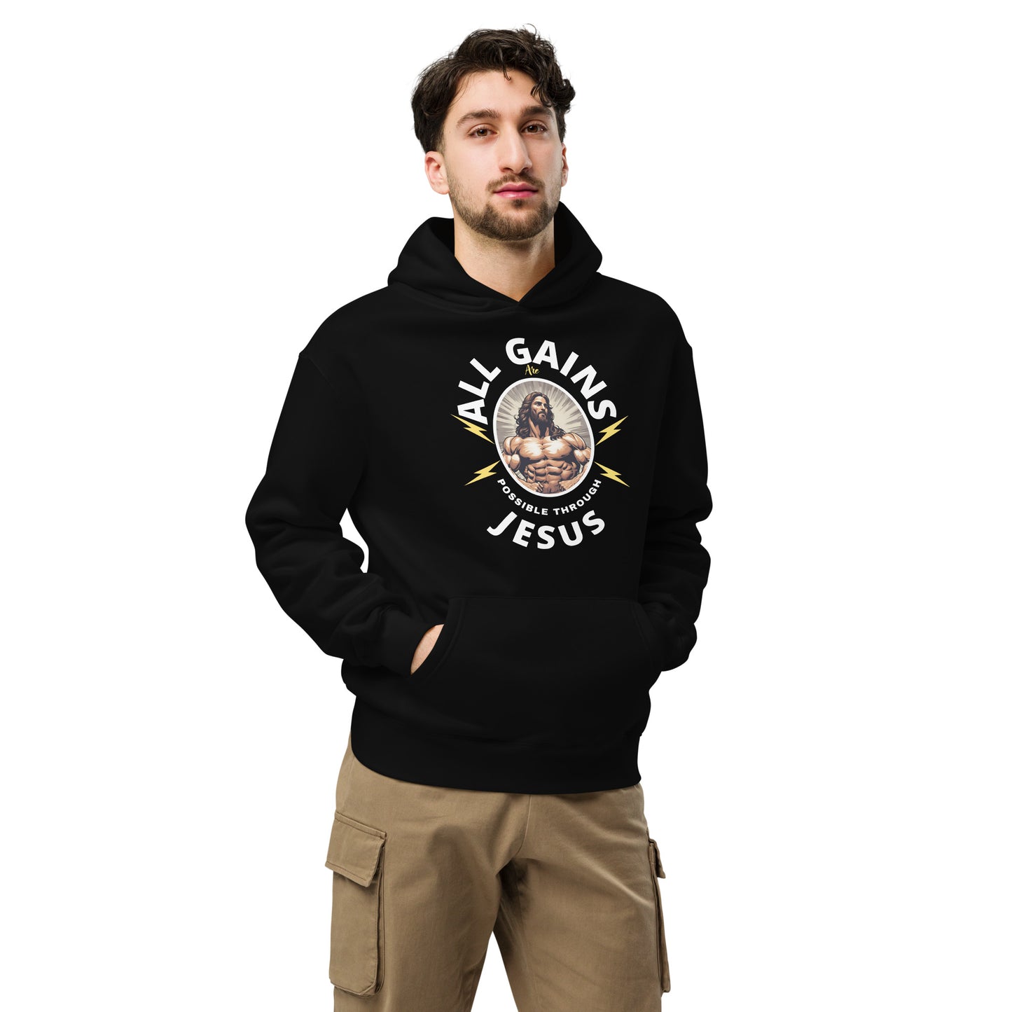 Unisex oversized hoodie AllGainsArePossibleThroughJesus