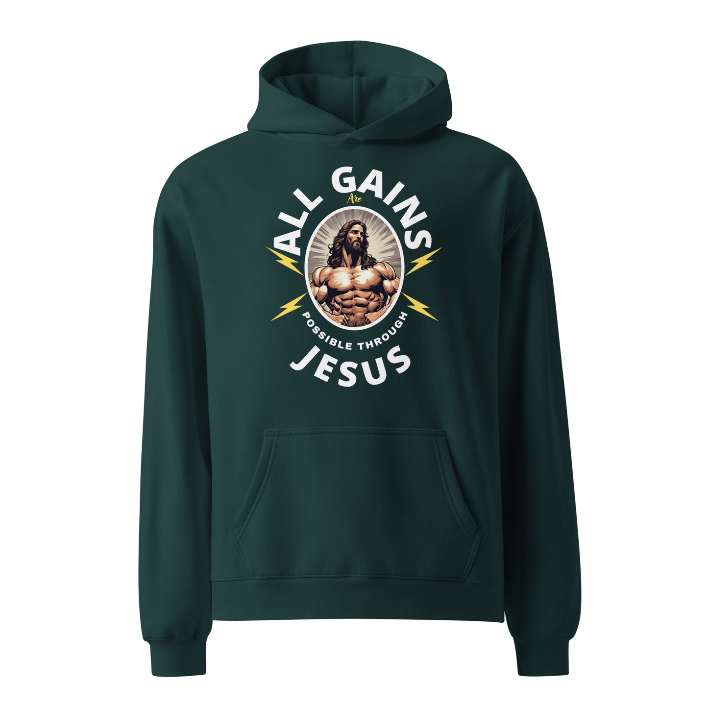 Unisex oversized hoodie AllGainsArePossibleThroughJesus