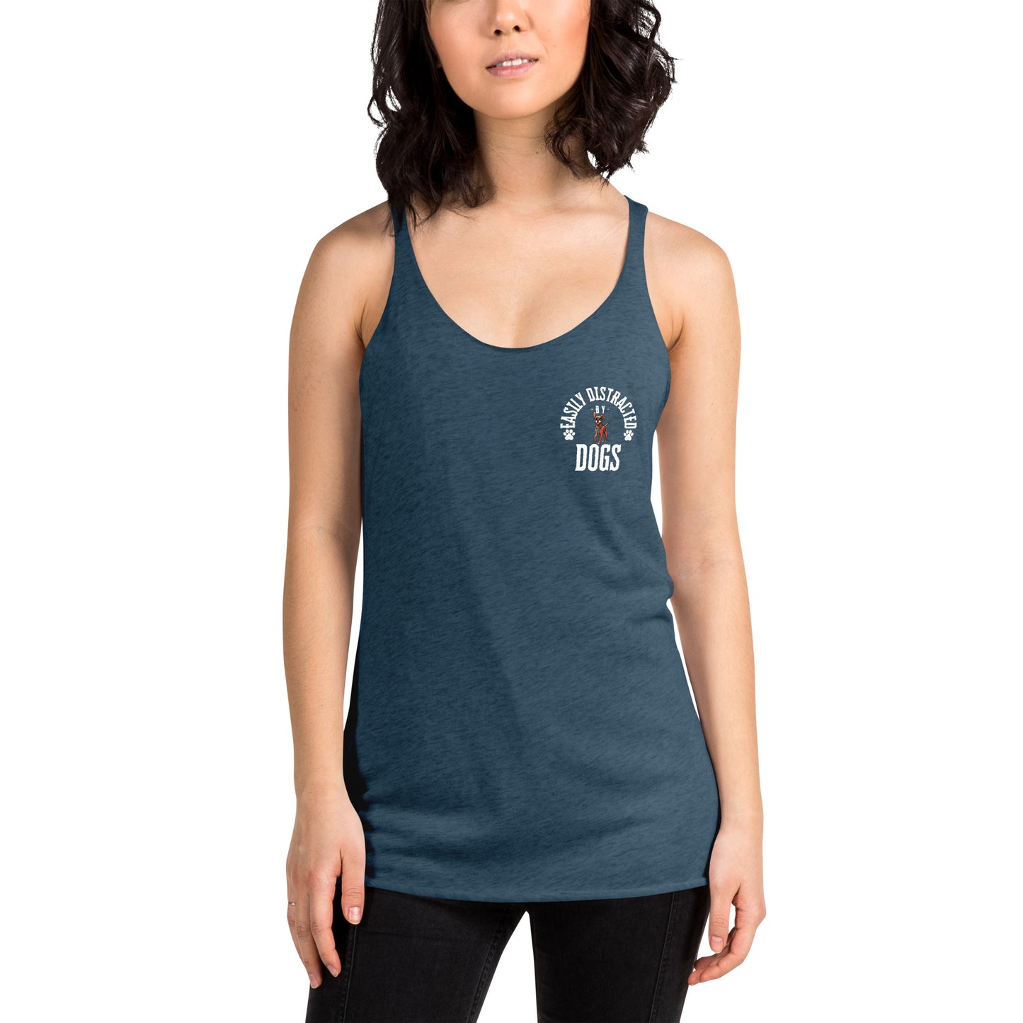 Women's Racerback Tank distracted by dogs