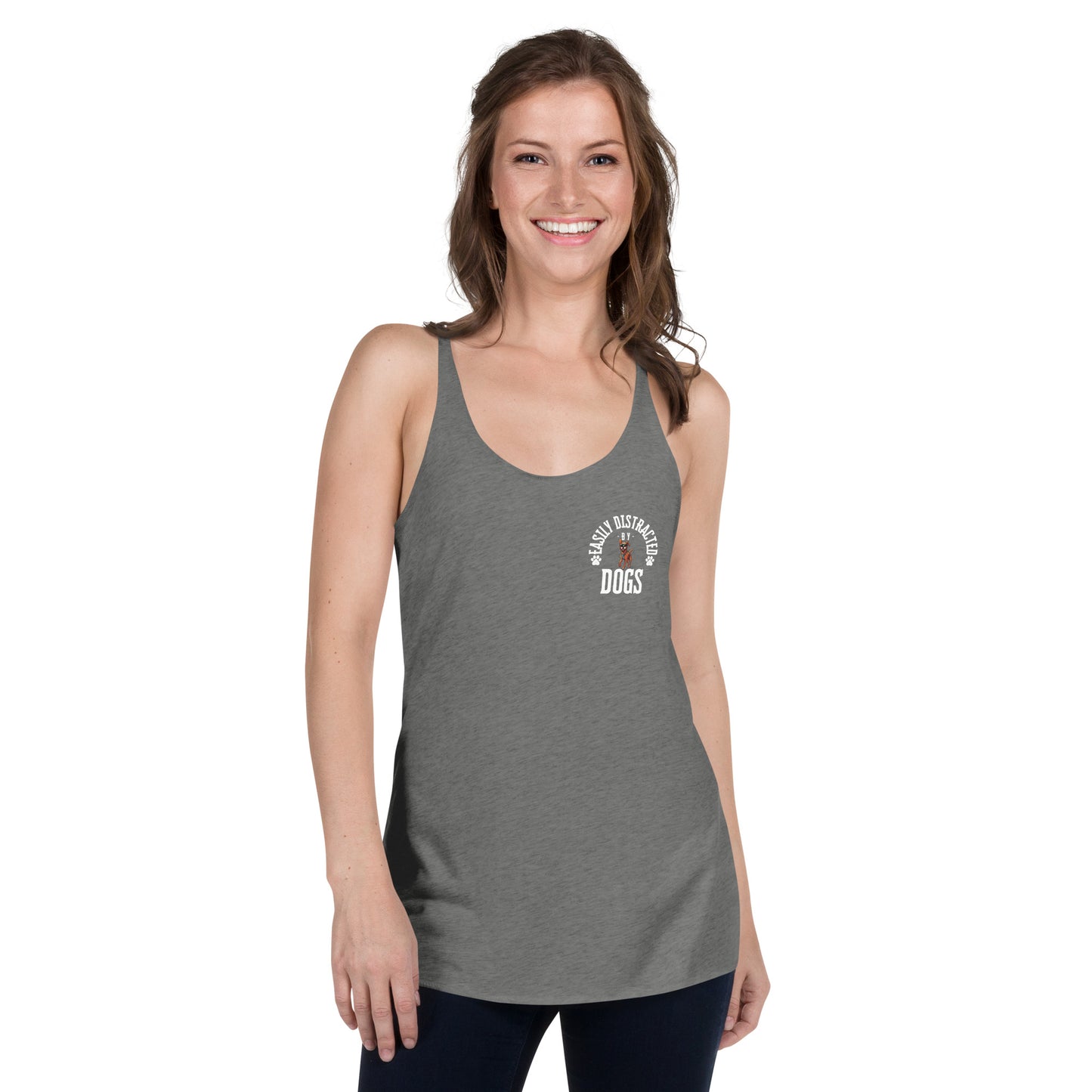 Women's Racerback Tank distracted by dogs