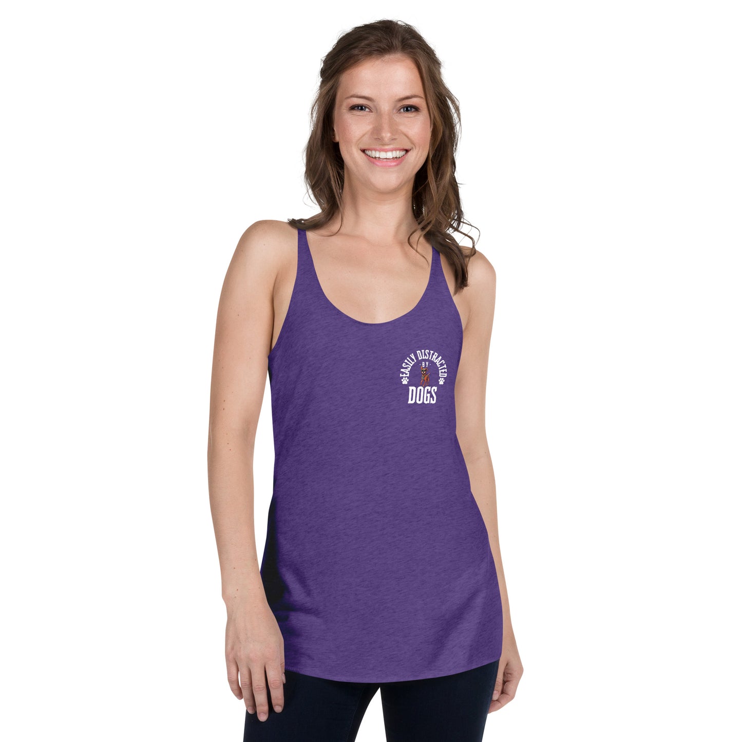 Women's Racerback Tank distracted by dogs