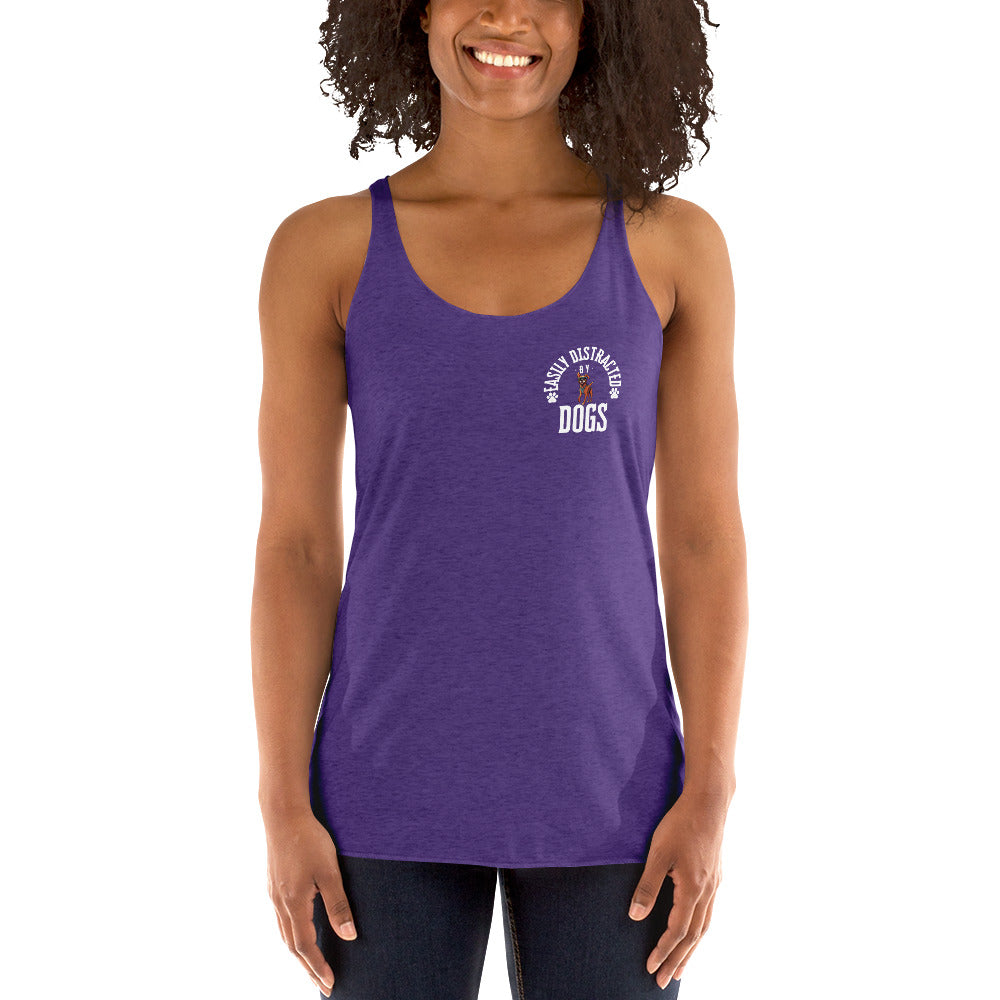 Women's Racerback Tank distracted by dogs