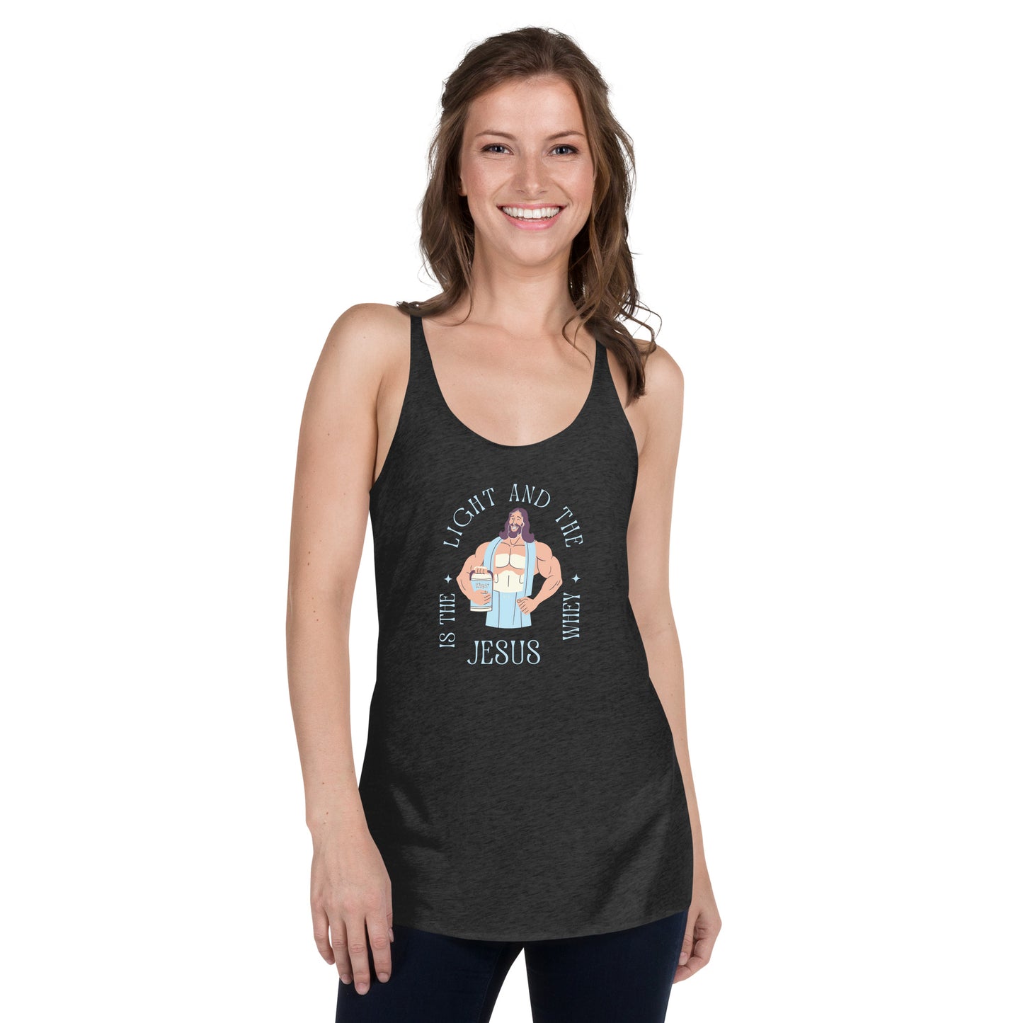 Women's Racerback Tank Jesus is the light and the Whey