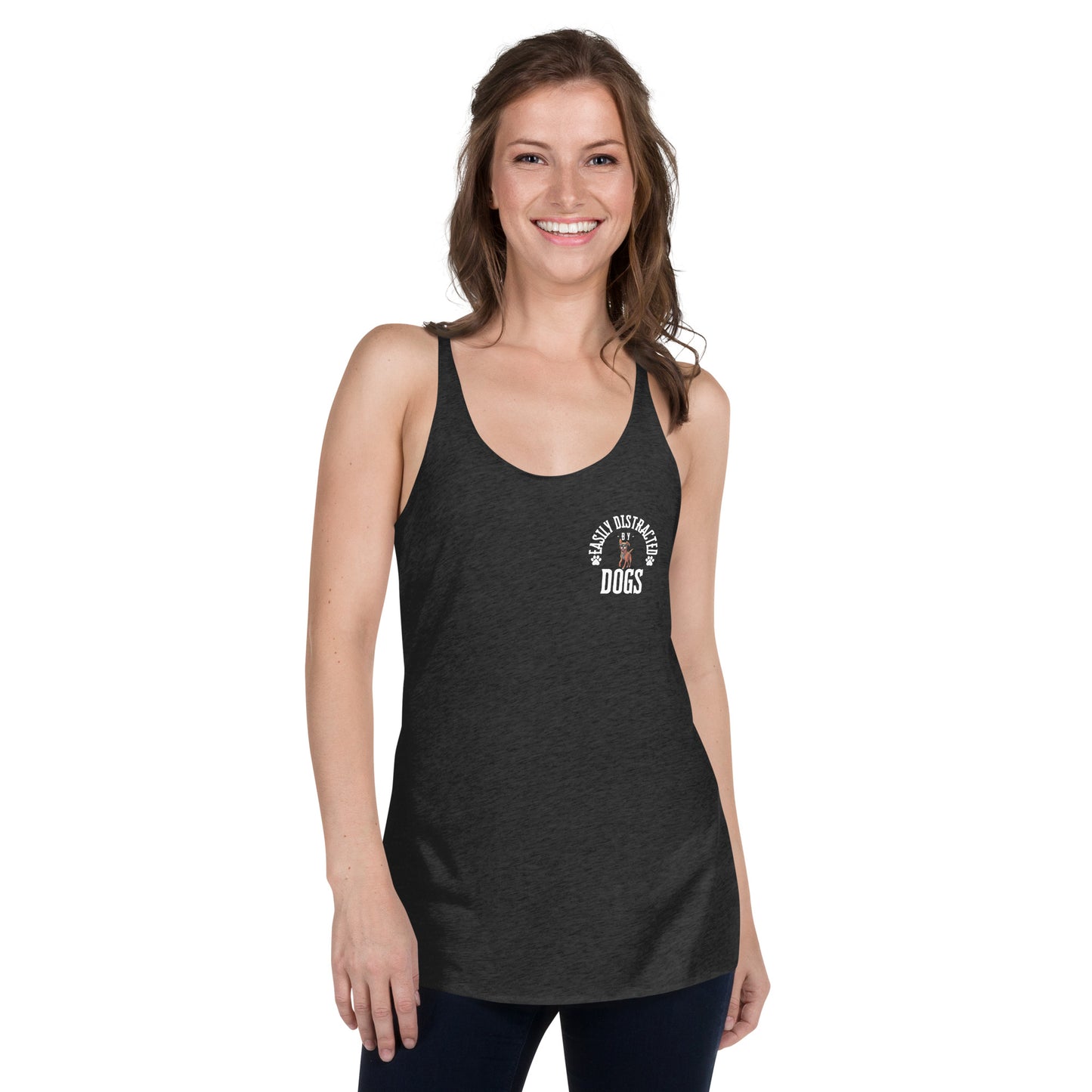 Women's Racerback Tank distracted by dogs