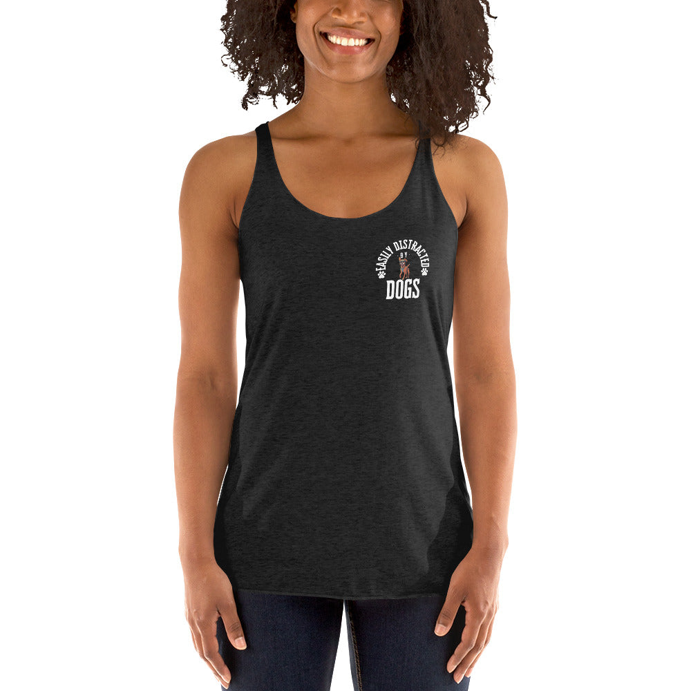 Women's Racerback Tank distracted by dogs