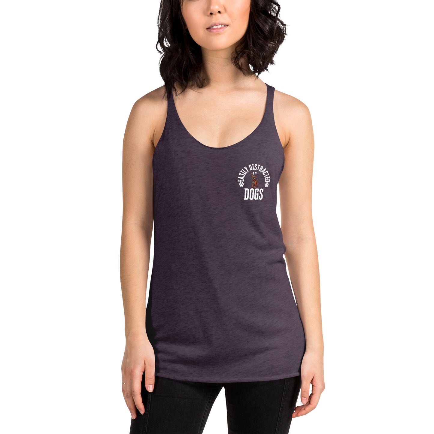 Women's Racerback Tank distracted by dogs