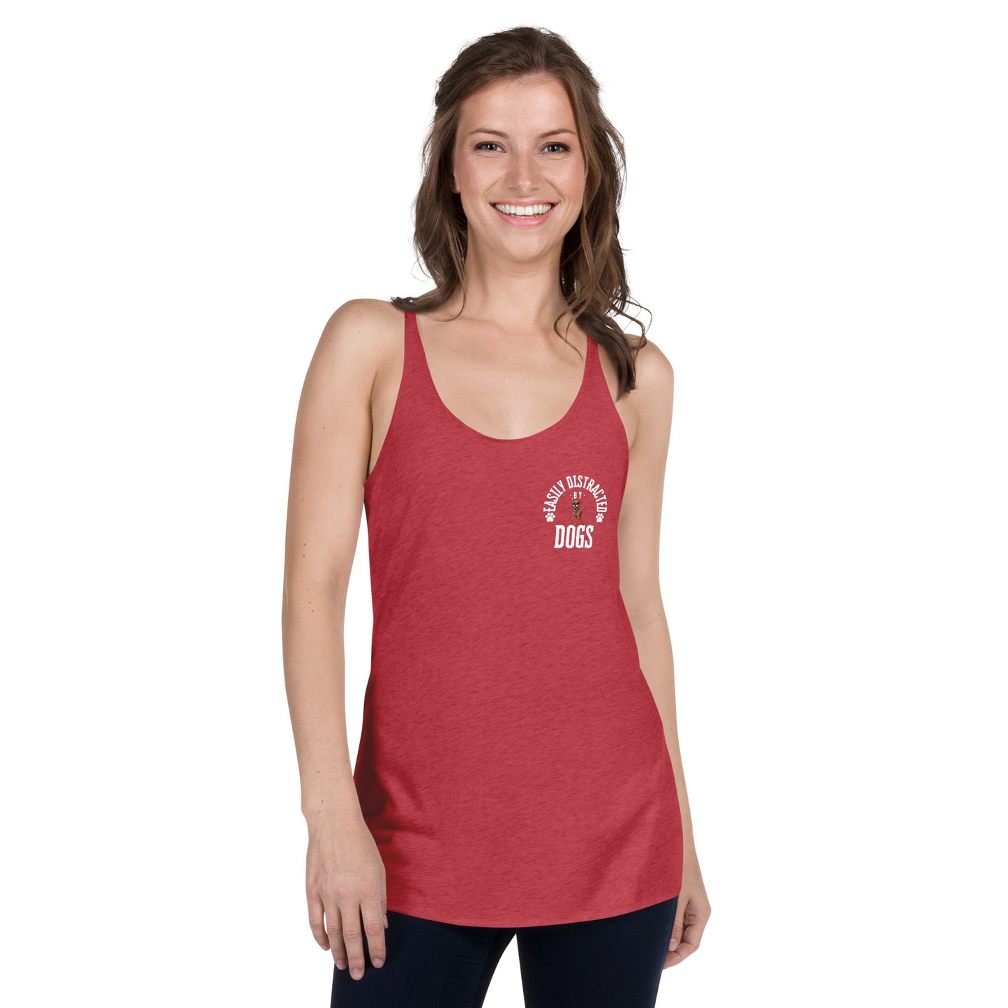 Women's Racerback Tank distracted by dogs