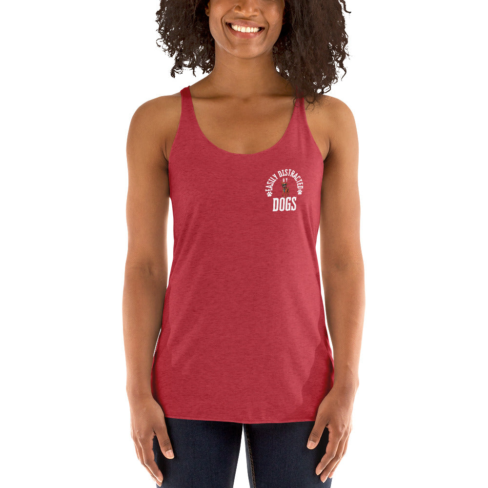 Women's Racerback Tank distracted by dogs