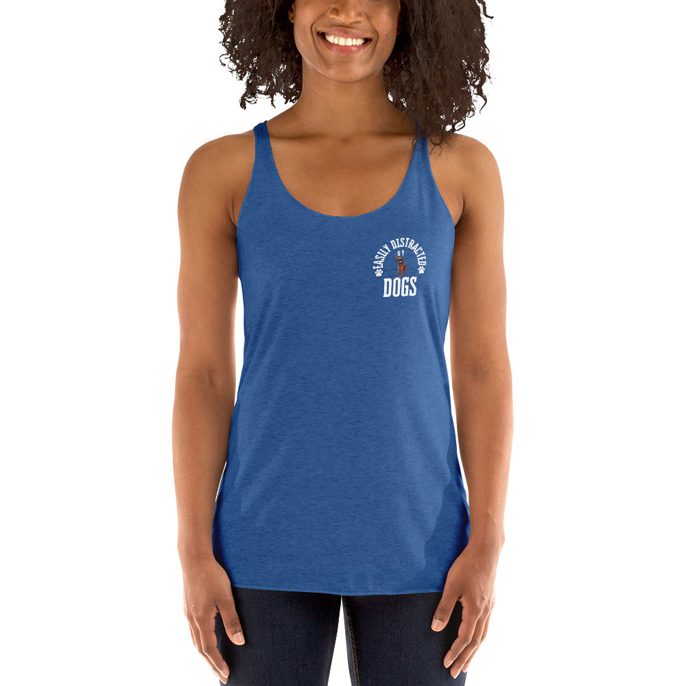 Women's Racerback Tank distracted by dogs