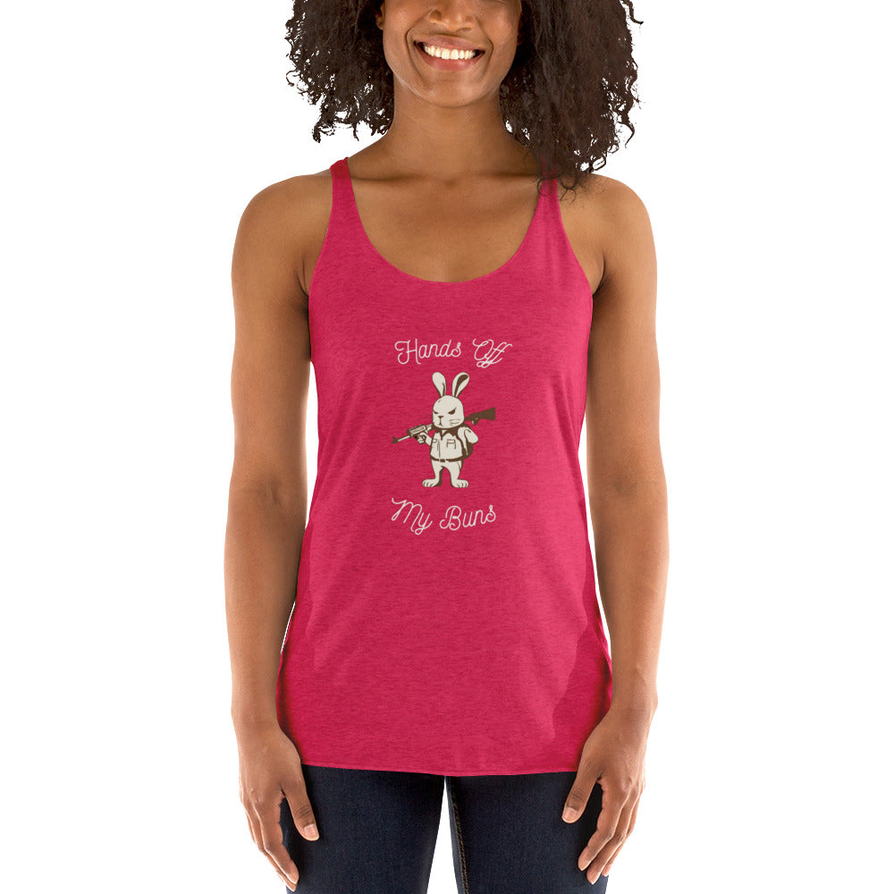 Women's Racerback Tank hands off my buns